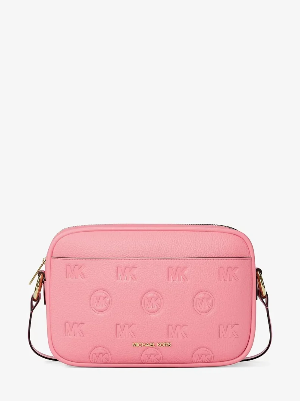 Michael Kors Pink Embossed Large  Leather Camera Crossbody